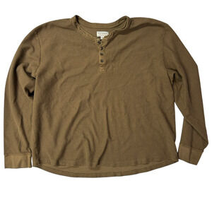 Tecovas Men's‎ Shirt 2XL Brown Waffle Weave Henley Thermal Western Pima Cotton